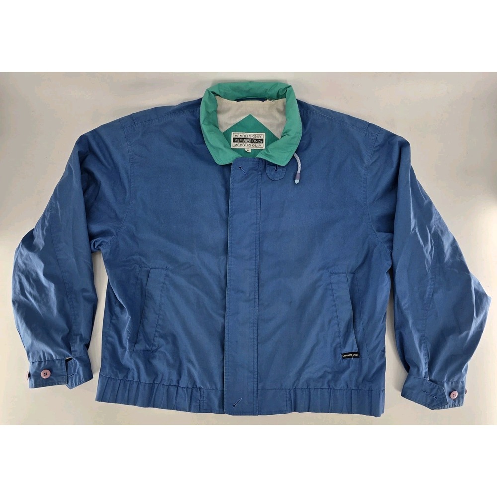 Vtg Retro 90s AQUA BLUE/GREEN MEMBERS ONLY JACKET - Bomber Sz 44 XL VG